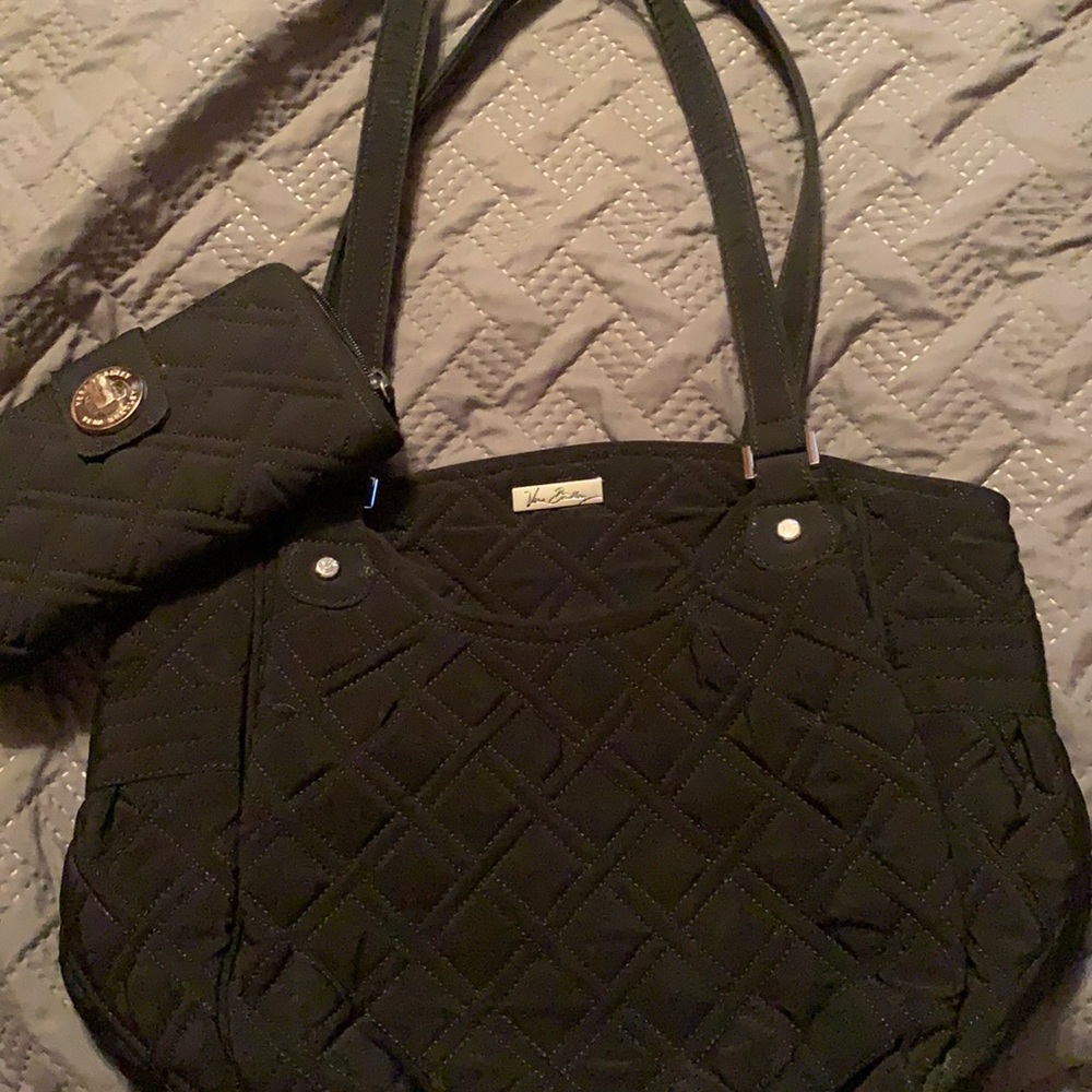 Vera Bradley black quilted handbag.